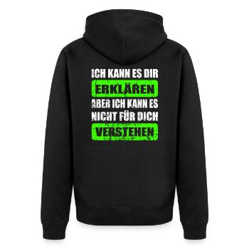 Ich Kann Es Dir Erklären - Mathe Physiker - Unisex Premium Bio Zip Hoodie - Schwarz - Hinten - Nico (187cm)