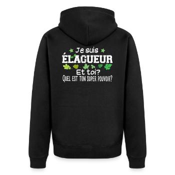 Elagueur Paysagiste métier charpentier bûcheron - Veste à capuche bio Premium Unisexe - noir - Dos - Nico (187cm)