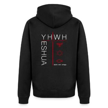 Jésus-Christ YHWH Yeshua Mode pour les chrétiens - Veste à capuche bio Premium Unisexe - noir - Dos - Nico (187cm)