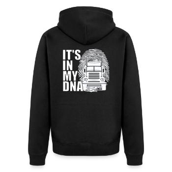LKW-Fahrer Fernfahrer - It's In My DNA Trucker - Unisex Premium Bio Zip Hoodie - Schwarz - Hinten - Nico (187cm)
