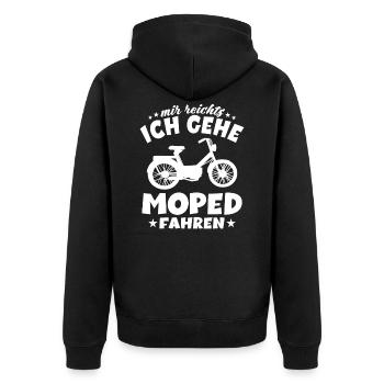 Mir Reichts ich Gehe Moped fahren - Motorrad Mofa - Unisex Premium Bio Zip Hoodie - Schwarz - Hinten - Nico (187cm)