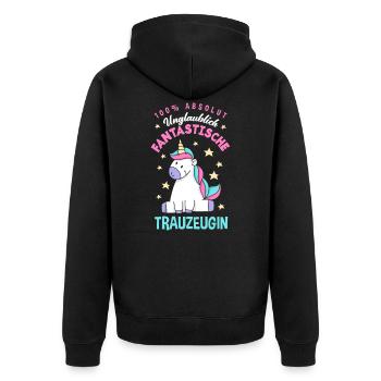 100% Unglaublich Fantastische Trauzeugin Einhorn - Unisex Premium Bio Zip Hoodie - Schwarz - Hinten - Nico (187cm)
