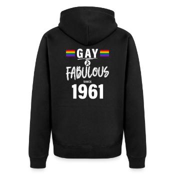 1961 Gay LGBT Gay Pride - Veste à capuche bio Premium Unisexe - noir - Dos - Nico (187cm)