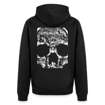 Skullface - Unisex Premium Bio Zip Hoodie - Schwarz - Hinten - Nico (187cm)