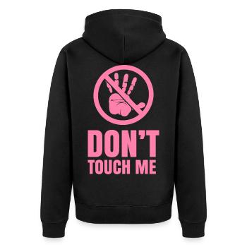 Fass mich nicht an Hände Finger Nicht Anfassen - Unisex Premium Bio Zip Hoodie - Schwarz - Hinten - Nico (187cm)