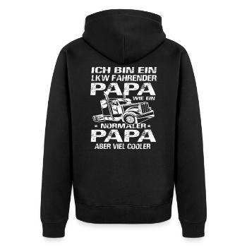 Kraftfahrer Papa Fernfahrer LKW-Fahrer Papa - Unisex Premium Bio Zip Hoodie - Schwarz - Hinten - Nico (187cm)