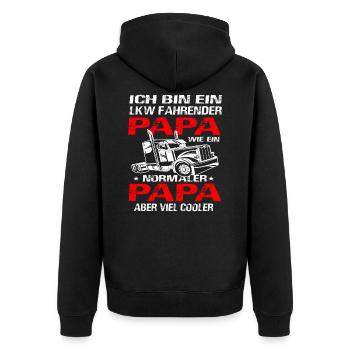 LKW Kraftfahrer Fernfahrer LKW-Fahrer Papa - Unisex Premium Bio Zip Hoodie - Schwarz - Hinten - Nico (187cm)
