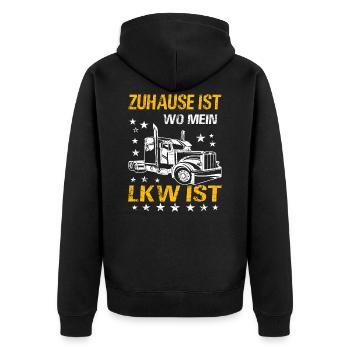 Zuhause Ist Wo Mein LKW - Kraftfahrer LKW-Fahrer - Unisex Premium Bio Zip Hoodie - Schwarz - Hinten - Nico (187cm)