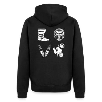 Supercross Motocross LOVE Dirtbike Geschenkidee - Unisex Premium Bio Zip Hoodie - Schwarz - Hinten - Nico (187cm)