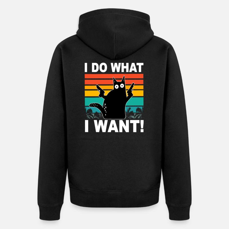 I Do What I Want Chats Sort Chat Vintage - Veste à capuche bio Premium Unisexe - noir