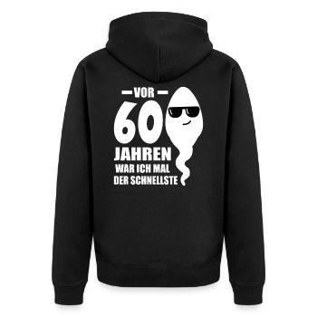 60. Geburtstag 60. Jahrestag 60 Jahre 60. Jubiläum - Unisex Premium Bio Zip Hoodie - Schwarz - Hinten - Nico (187cm)