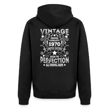 51th Birthday 1970 Vintage 51 Years Awesome - Unisex Premium Bio Zip Hoodie - Schwarz - Hinten - Nico (187cm)
