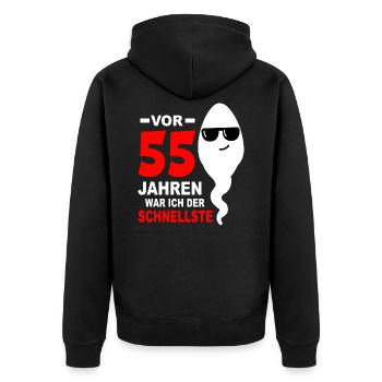 55. Geburtstag 55 Jahre 55 Jahrestag 55. Jubiläum - Unisex Premium Bio Zip Hoodie - Schwarz - Hinten - Nico (187cm)