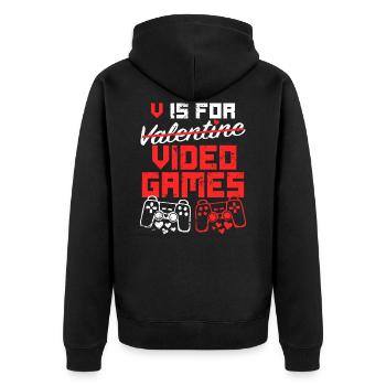 V Is For Valentine Video Games - Saint Valentin - Veste à capuche bio Premium Unisexe - noir - Dos - Nico (187cm)