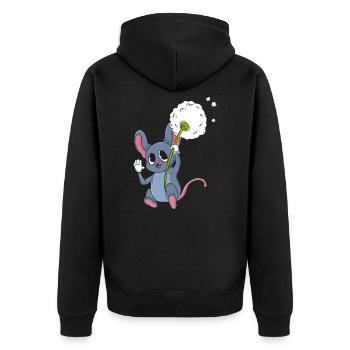 Souris avec pissenlit - Veste à capuche bio Premium Unisexe - noir - Dos - Nico (187cm)