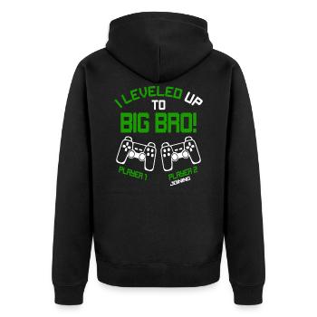 I Leveled up to Big Bro - Gaming Video Gamer - Unisex Premium Bio Zip Hoodie - Schwarz - Hinten - Nico (187cm)