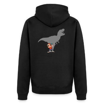 Back to school School Enrolment Schoolchild Dinosaur Dino - Unisex Premium Organic Zip Hoodie - black - Back - Nico (187cm)