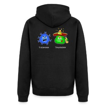 T killer cell, immune system, virus tequila T cell - Unisex Premium Organic Zip Hoodie - black - Back - Nico (187cm)