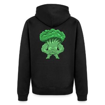 Broccoli Fitness - Unisex Premium Organic Zip Hoodie - black - Back - Nico (187cm)