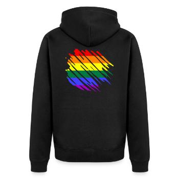 Drapeau arc-en-ciel LGBT - Veste à capuche bio Premium Unisexe - noir - Dos - Nico (187cm)