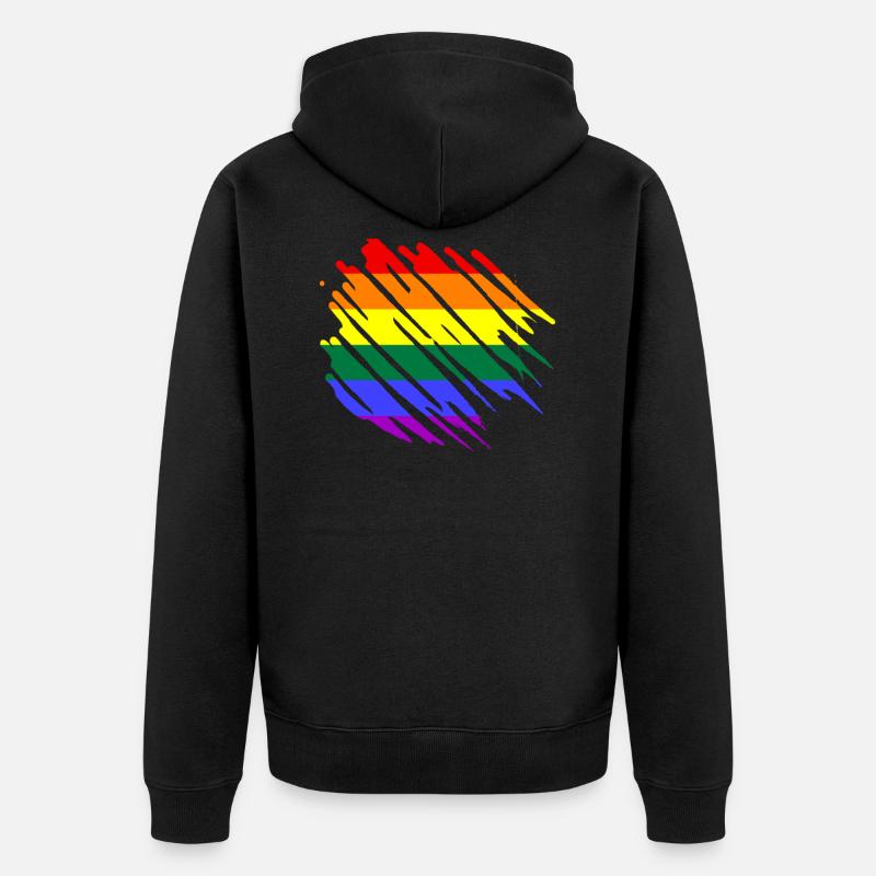 Drapeau arc-en-ciel LGBT - Veste à capuche bio Premium Unisexe - noir