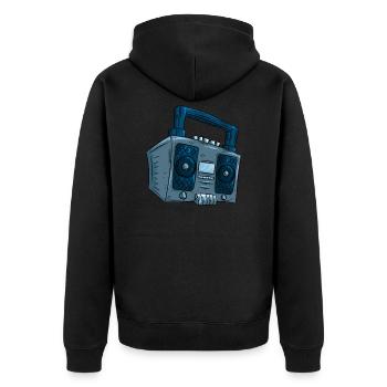 Radio Hip Hop - Unisex Premium Bio Zip Hoodie - Schwarz - Hinten - Nico (187cm)