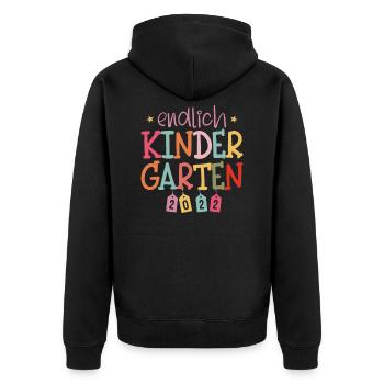 Endlich Kindergarten 2022 Mädchen - Unisex Premium Bio Zip Hoodie - Schwarz - Hinten - Nico (187cm)