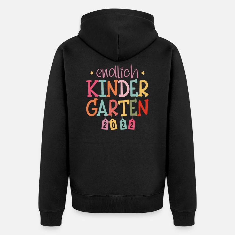 Endlich Kindergarten 2022 Mädchen - Unisex Premium Bio Zip Hoodie - Schwarz
