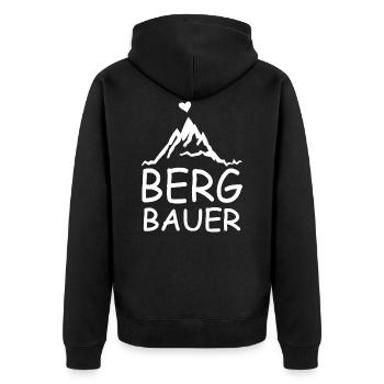 Mountain Farmer Mountains Mountains Farmer Farm - Unisex Premium Organic Zip Hoodie - black - Back - Nico (187cm)