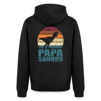 Papasaurus Dino Familles Père dinosaure papa - Veste à capuche bio Premium Unisexe - noir - Dos - Nico (187cm)