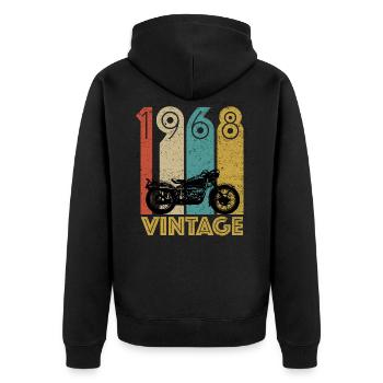 53 years anniversary biker born in 1968 motorcycle gift - Unisex Premium Organic Zip Hoodie - black - Back - Nico (187cm)