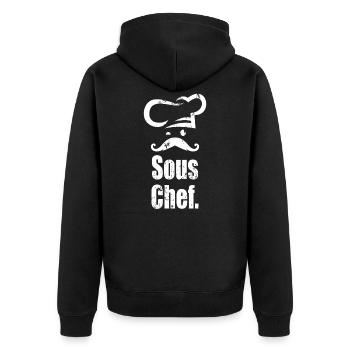 Sous Chef - Chef avec moustache - Veste à capuche bio Premium Unisexe - noir - Dos - Nico (187cm)