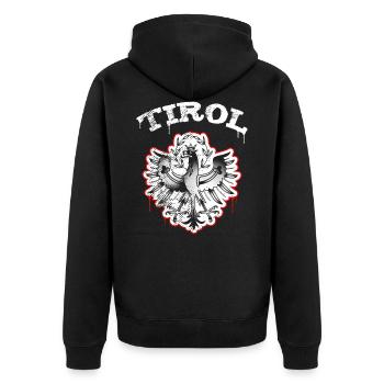 Tirol Wappen Adler Retro Vintage Look - Unisex Premium Bio Zip Hoodie - Schwarz - Hinten - Nico (187cm)