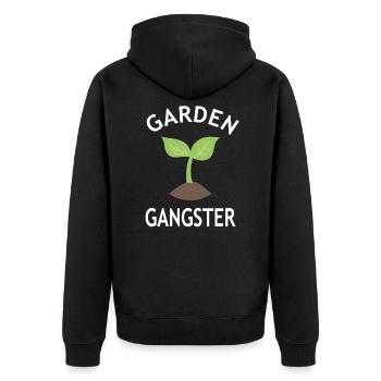 Gardener Gift - Garden Gangster - Nursery - Unisex Premium Organic Zip Hoodie - black - Back - Nico (187cm)