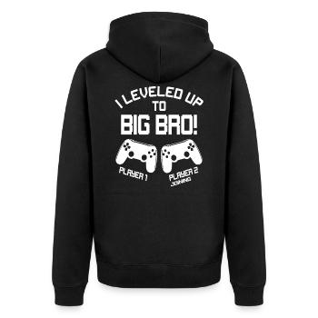 I Leveled up to Big Bro - Video Gamer Bruder - Unisex Premium Bio Zip Hoodie - Schwarz - Hinten - Nico (187cm)