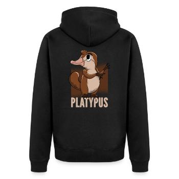 Platypus - Unisex Premium Organic Zip Hoodie - black - Back - Nico (187cm)