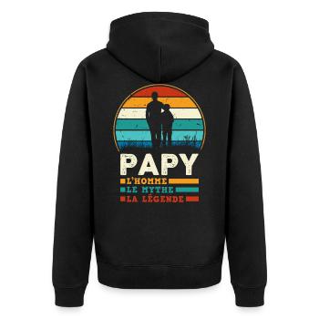 Mon Papy, l'homme, le mythe la légende et mon pote - Veste à capuche bio Premium Unisexe - noir - Dos - Nico (187cm)