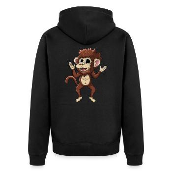 Monkey - Unisex Premium Organic Zip Hoodie - black - Back - Nico (187cm)