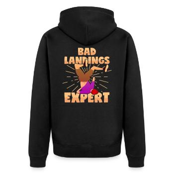 Unfall Experte Stunt Sturz Beinbruch Gefährlich - Unisex Premium Bio Zip Hoodie - Schwarz - Hinten - Nico (187cm)