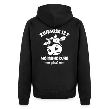 Zuhause ist wo meine Kühe sind Kuh Bauer Landwirt - Unisex Premium Bio Zip Hoodie - Schwarz - Hinten - Nico (187cm)