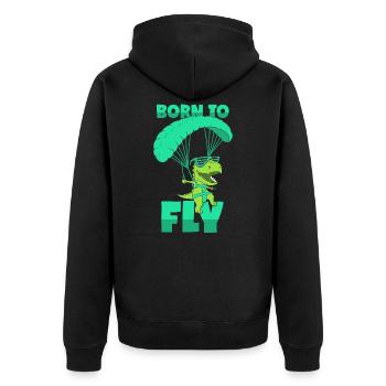 Paragliding T-Rex Fliegen Gleitschirmfliegen - Unisex Premium Bio Zip Hoodie - Schwarz - Hinten - Nico (187cm)