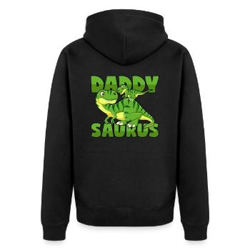 Daddysaurus Dino Vater T-Rex Papa Dinosaurier - Unisex Premium Bio Zip Hoodie - Schwarz - Hinten - Nico (187cm)