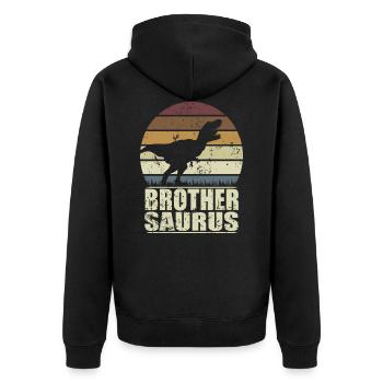 BrotherSaurus Rex Dinosaure Dino Frère Saurus - Veste à capuche bio Premium Unisexe - noir - Dos - Nico (187cm)