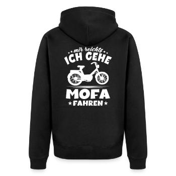 Moped Motorrad - Mir Reichts ich Gehe Mofa fahren - Unisex Premium Bio Zip Hoodie - Schwarz - Hinten - Nico (187cm)