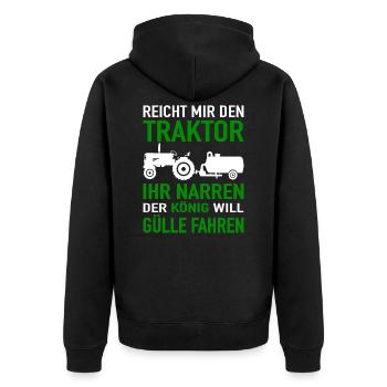 Landwirt Bauer Reicht Mir Den Traktor Gülle Fahren - Unisex Premium Bio Zip Hoodie - Schwarz - Hinten - Nico (187cm)