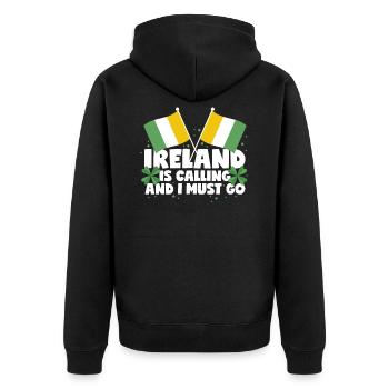 L’Irlande appelle et je dois aller en Irlande en disant - Veste à capuche bio Premium Unisexe - noir - Dos - Nico (187cm)
