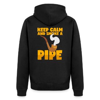 Smoking pipe saying - Unisex Premium Organic Zip Hoodie - black - Back - Nico (187cm)