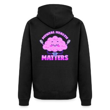 Mentale Gesundheit Psyche Therapie Gehirn - Unisex Premium Bio Zip Hoodie - Schwarz - Hinten - Nico (187cm)