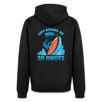 20 Knots Saying Kitesurfing Water Sports Kitesurfer - Unisex Premium Organic Zip Hoodie - black - Back - Nico (187cm)