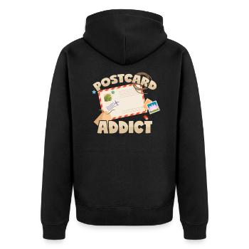 Postkarten Sucht Ansichtskarten Briefmarken - Unisex Premium Bio Zip Hoodie - Schwarz - Hinten - Nico (187cm)